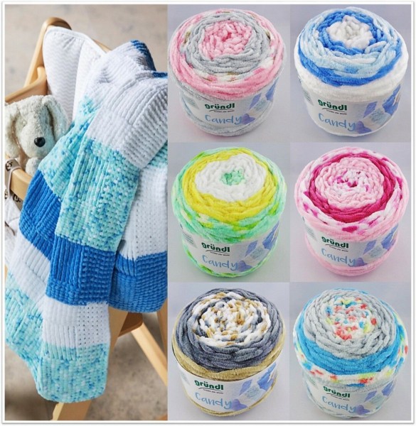 Gründl Candy, 100g Chenille-Bobbelwolle mit Farbverlauf