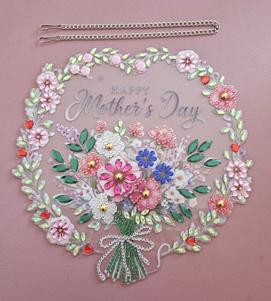 Deko Diamond Painting handmade Ornament zum Aufhängen, Blumenstrauß Muttertag (fertig)