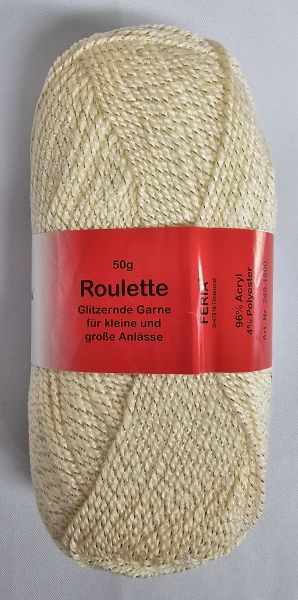 Feria Roulette, 50g Glitzergarn Fb. 410 natur-gold