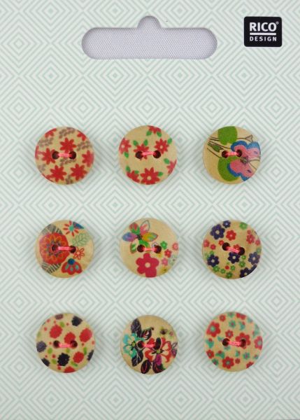 Rico Holzknopfmix Floral 1, Ø 1,5 No. 894
