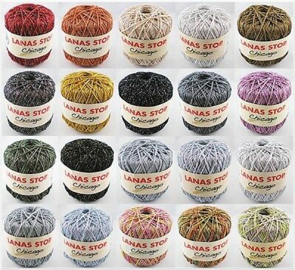 Lanas Stop Chicago, 50g Häkelgarn mit Glitzereffekt