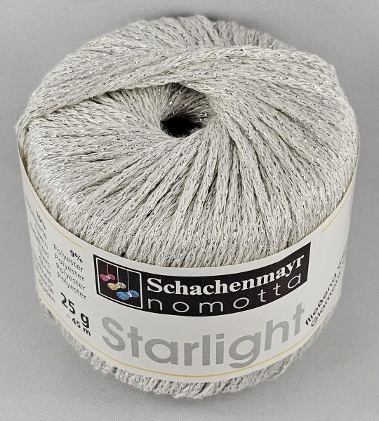 Schachenmayr Starlight, 25g Garn mit Glitzereffekt Fb. 0081weiß mit silber-Glitzer