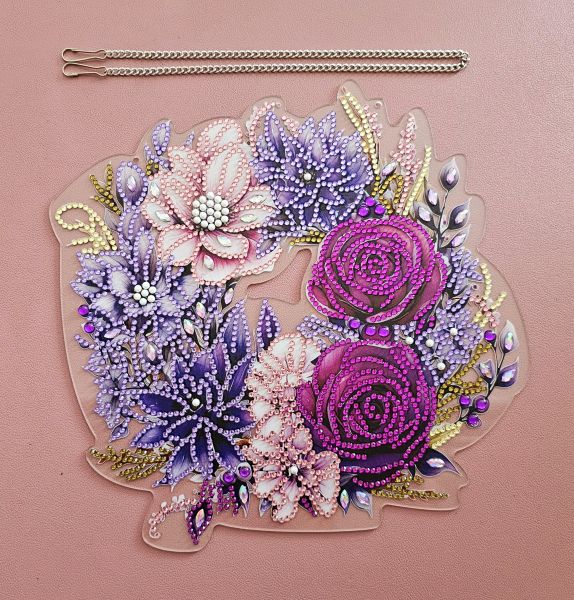 Deko Diamond Painting handmade Ornament zum Aufhängen, Blumen (fertig)