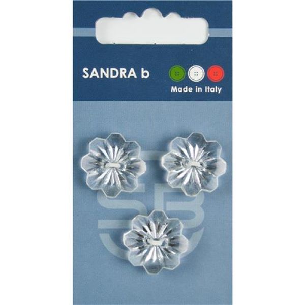 Sandra Modische Knöpfe Card 025 Ø 19mm 3 St. pro Karte Blumen transparent