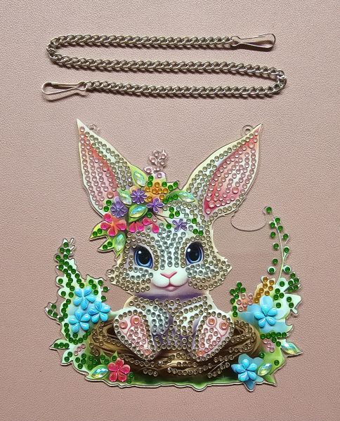 Deko Diamond Painting handmade Ornament zum Aufhängen, Ostern (fertig)