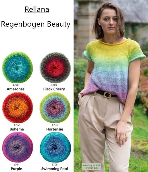 Rellana Regenbogen Beauty, 200g Bobbelgarn
