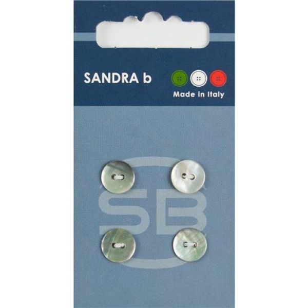 Sandra Perlmuttknöpfe Card 030 Ø 10mm 4 St. pro Karte weiß