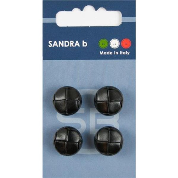 Sandra Gesteppte Lederknöpfe Card 153 Ø 15mm 4 St. pro Karte schwarz