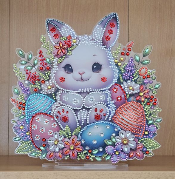 Deko Diamond Painting handmade Ornament, Motiv Hase (fertig)