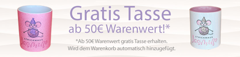Gratis Strickmaus Jasmine Tasse ab 50 € Warenwert erhalten!