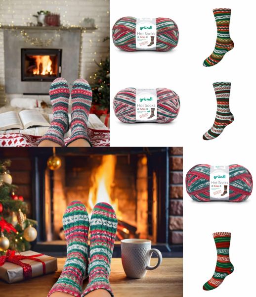 Gründl Hot Socks XMAS 2024, 100g bzw. 150g Sockenwolle 4-fach bzw. 6-fach