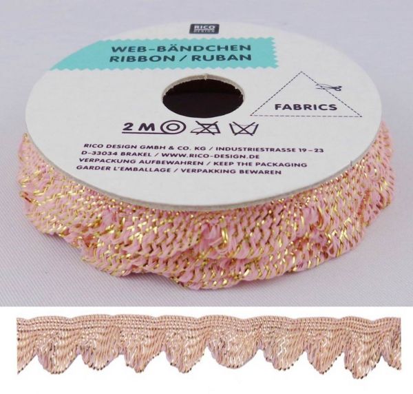 Rico Web-Bändchen Hellrosa Glitzer 33