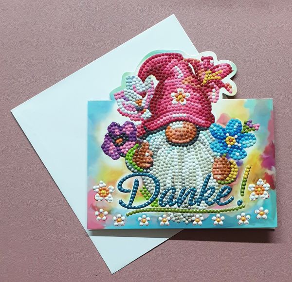 Diamond Painting Aufstell-Karte (fertig) "Danke", handmade