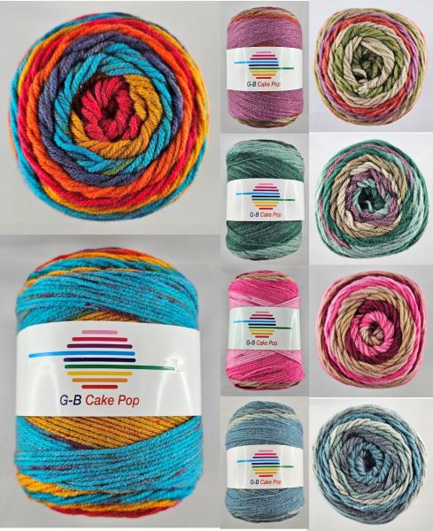 G-B Cake Pop, 200g Cake Bobbelwolle mit Farbverlauf