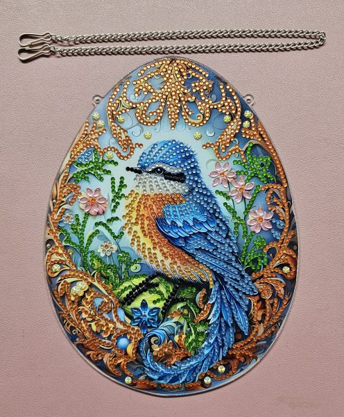 Deko Diamond Painting handmade Ornament zum Aufhängen, Vogel (fertig)