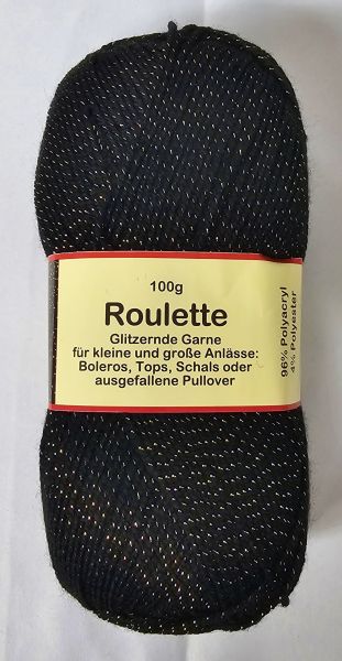 Feria Roulette, 100g Glitzergarn Fb. 380 schwarz-gold