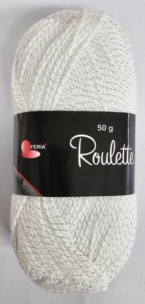 Feria Roulette, 50g Glitzergarn Fb. 310 weiß-silber