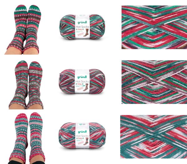 Gründl Hot Socks XMAS 2025, 100g bzw. 150g Sockenwolle 4-fach bzw. 6-fach