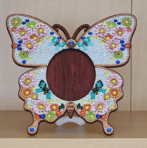 Deko Diamond Painting handmade Bilderrahmen, Schmetterling (fertig)